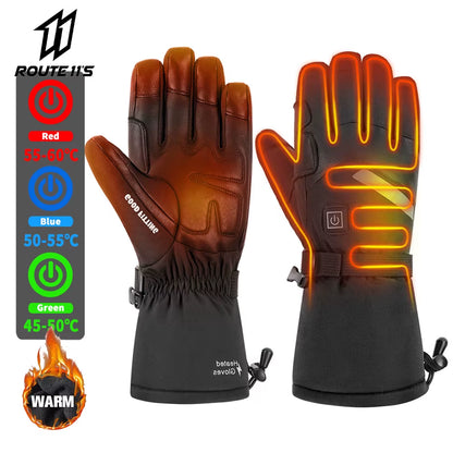 Motorcycle Heated Gloves Winter Warm Heated Gloves Skiing Snowboarding Waterproof Touch Screen Motorcyclist Heated Gloves